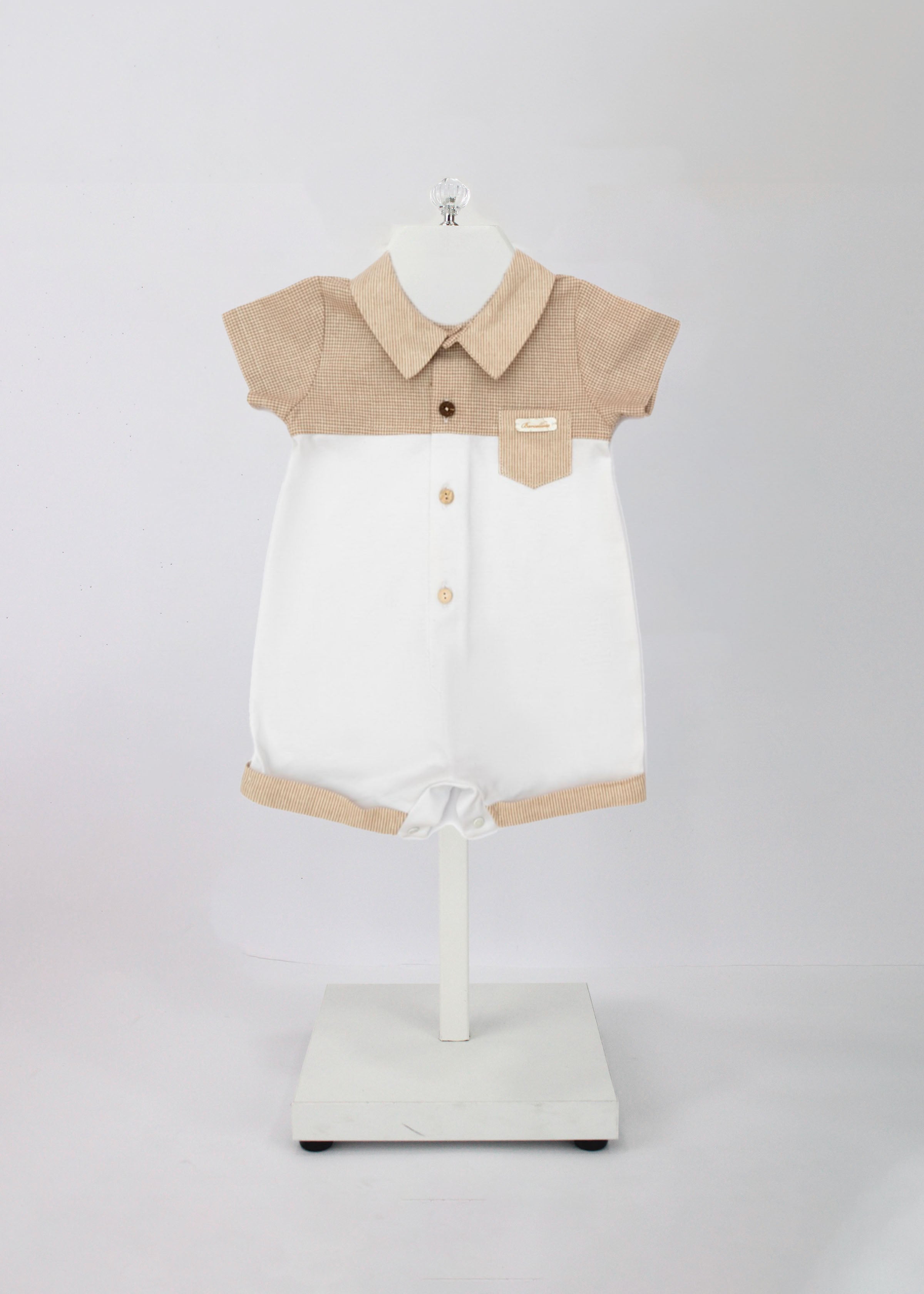 Barcellino Pagliaccetto Bianco/Beige per Neonati