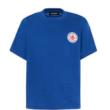 Dsquared2 Kids T-shirt Blu Monocolore con Logo in Rilievo per Bambini