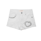Vicolo Kids Shorts Panna Denim con Strass per Bambine