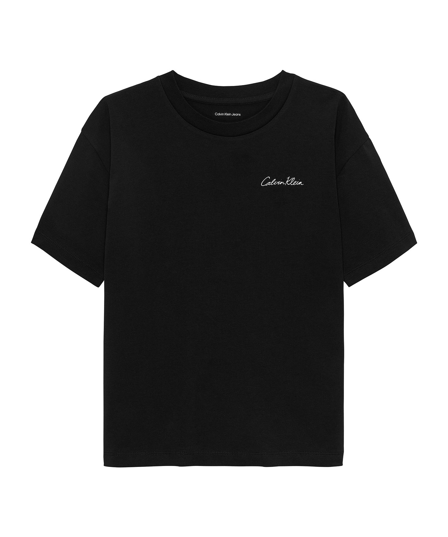 Calvin Klein Kids T-Shirt Nero con Logo e Stampa sul Retro per Bambini