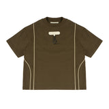 Yes London Kids T-Shirt Verde Militare con Dettagli Panna e Applicazione su Logo per Bambini