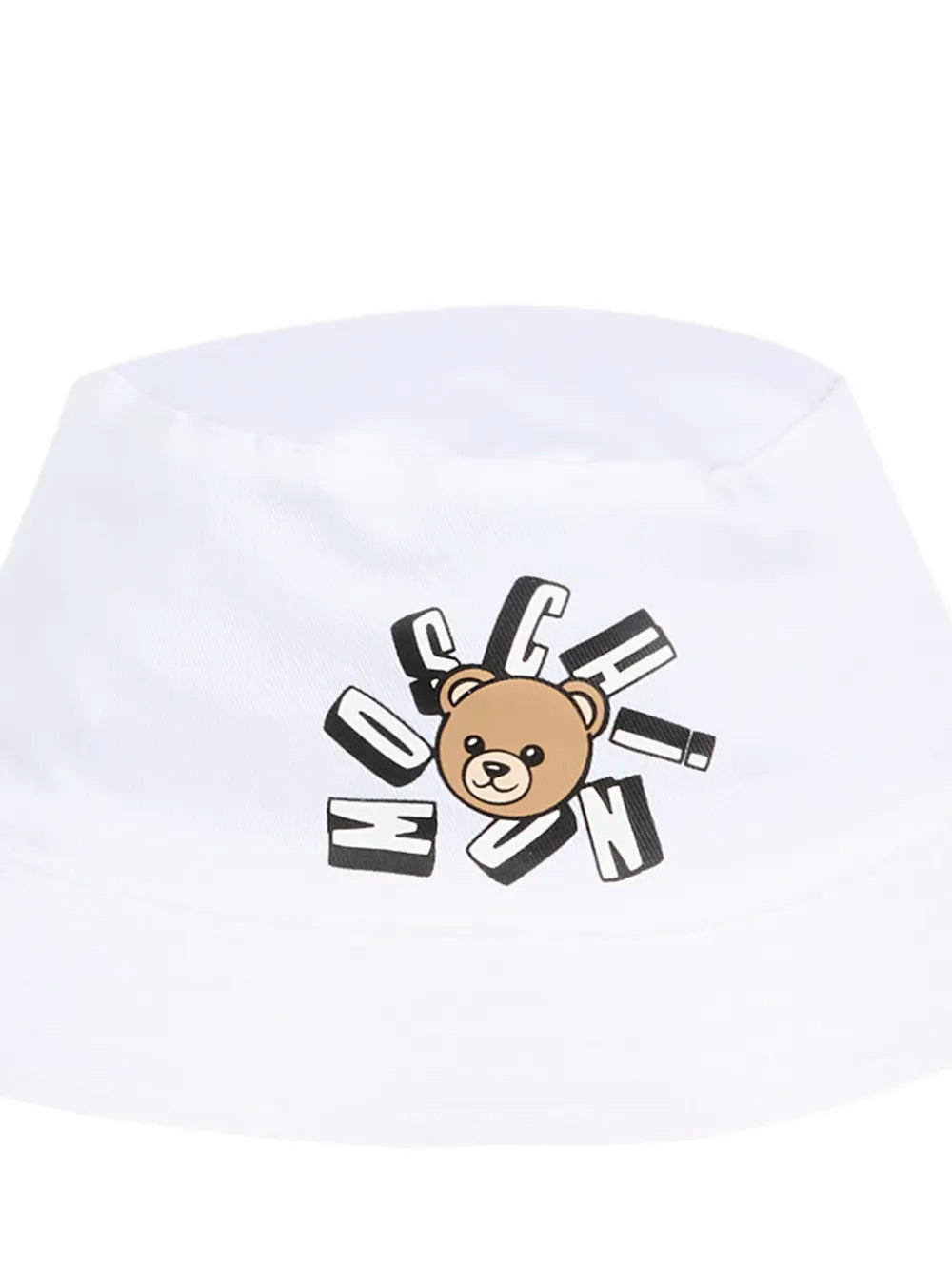 Moschino Kids Bucket Bianco con Logo Teddy Bear per Neonati