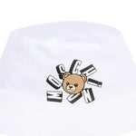 Moschino Kids Bucket Bianco con Logo Teddy Bear per Neonati