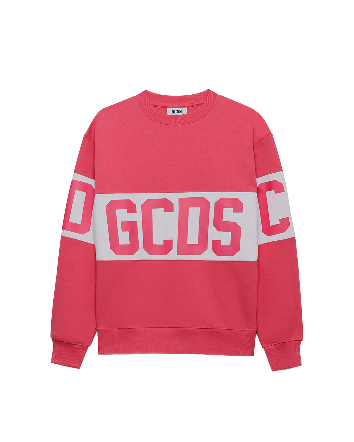 GCDS Kids Felpa Girocollo Fuxia con Logo per Bambini