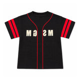 MSGM Kids T-Shirt Nero e Rosso con Logo e Strisce Manica per Bambini