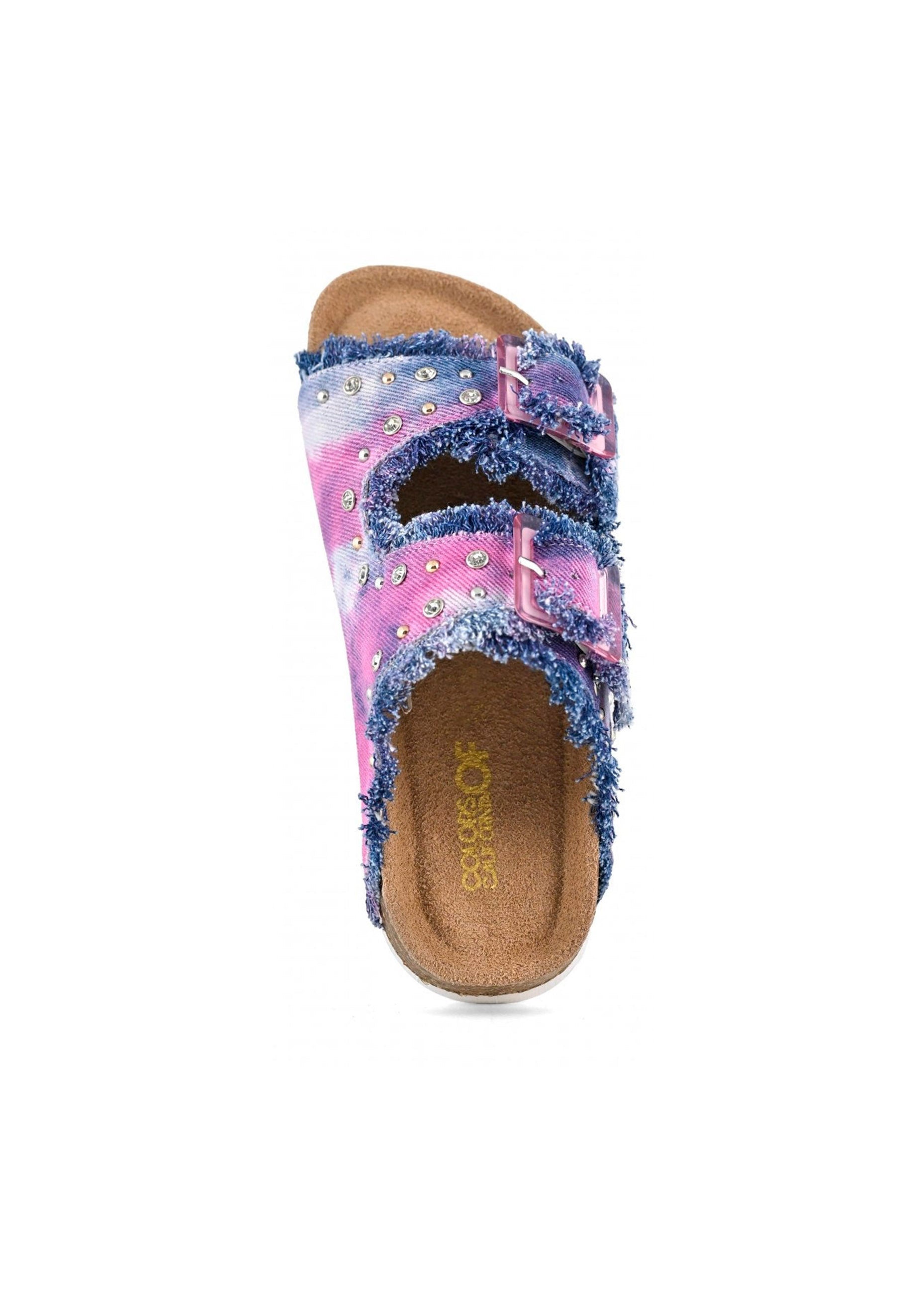 Colors of California Sandalo Doppia Fascia Multicolor con Strass per Bambine