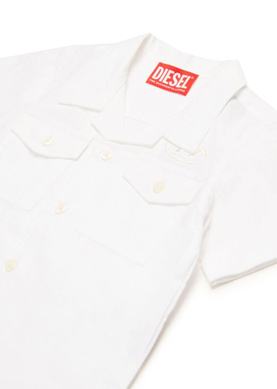 Diesel Kids Camicia Bianca Bowling con Oval D per Neonati