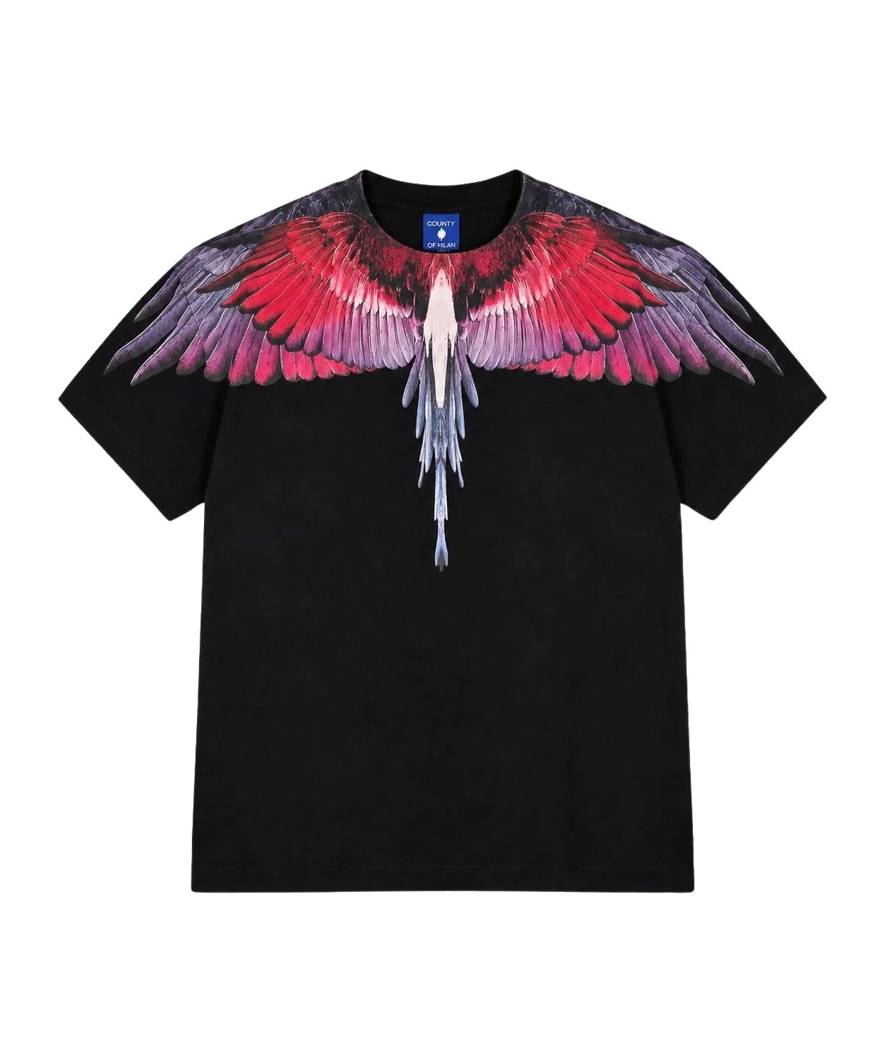 Marcelo Burlon County of Milan Kids T-Shirt Nero con Stampa Ali Multicolor per Bambine