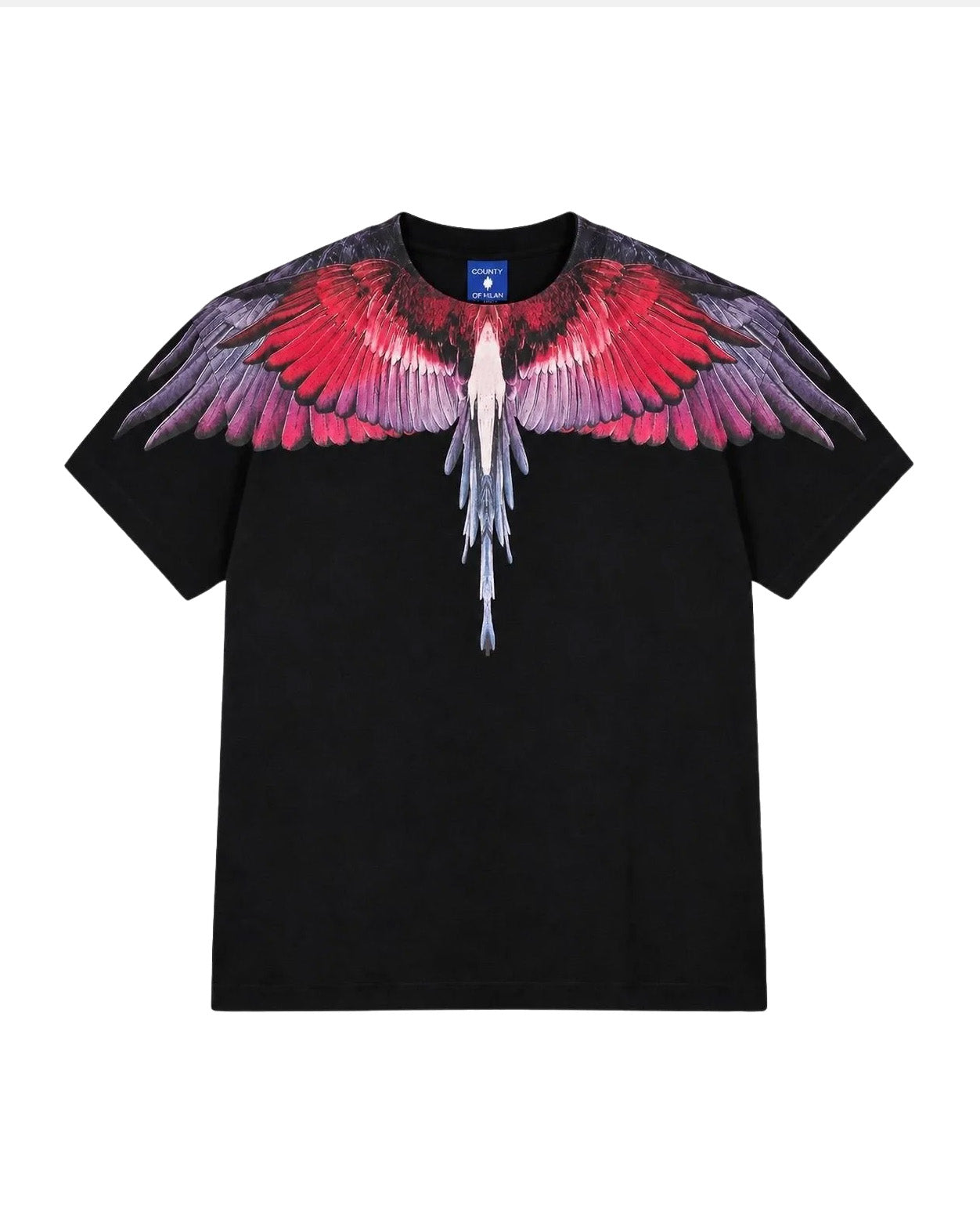 Marcelo Burlon County of Milan Kids T-Shirt Nero con Stampa Ali Multicolor per Bambine