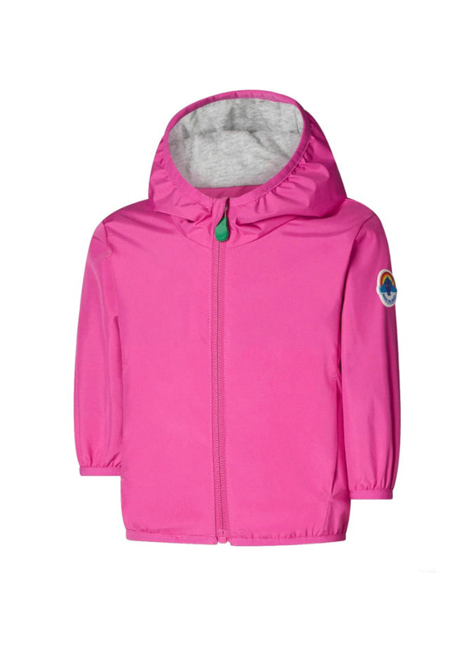 Save the Duck Kids Giubbino Fucsia con Cappuccio con Patch Logo per Neonate (lato)