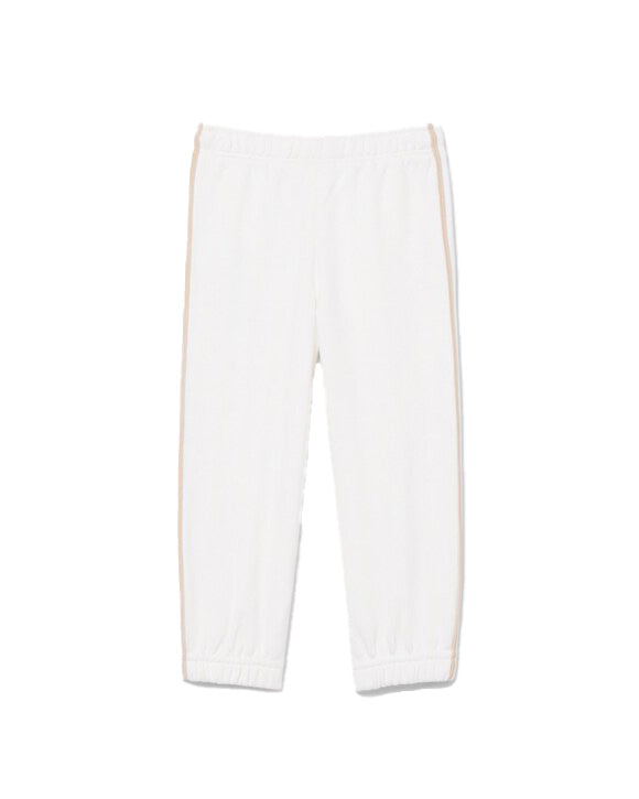Lacoste Kids Pantalone Bianco e Beige con Logo per Bambini