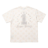 ArtSuperMoney Kids T-Shirt Bianco e Beige Stampa Grillz con Strass per Bambini