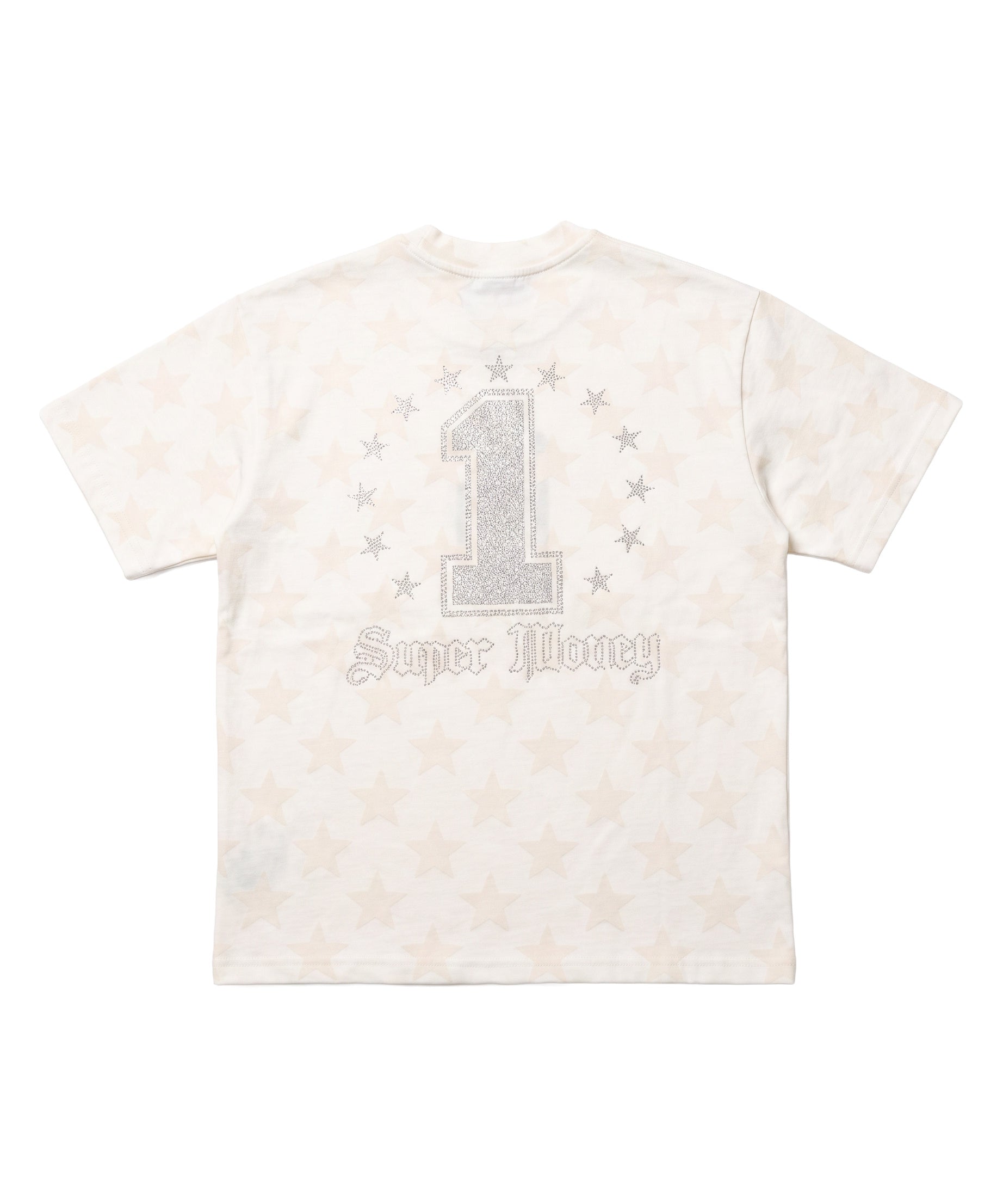 ArtSuperMoney Kids T-Shirt Bianco e Beige Stampa Grillz con Strass per Bambini