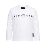 John Richmond Kids T-Shirt Bianco Maniche Lunghe con Logo per Bambini