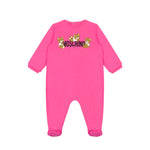 Moschino Kids Tutina Fucsia con Stampa Teddy per Neonate