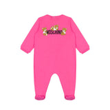 Moschino Kids Tutina Fucsia con Stampa Teddy per Neonate