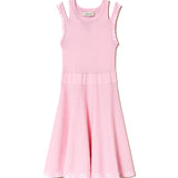 Twinset Kids Abito Corto Rosa con Logo Jacquard (fronte)