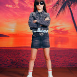 Diesel Kids Black Denim Skirt with Oval D for Girls