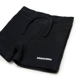Dsquared2 Kids Short Nero in Felpa con Logo per Neonati