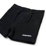 Dsquared2 Kids Short Nero in Felpa con Logo per Neonati
