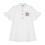 Moschino Kids Abito Svasato Panna con Ruches per Bambine