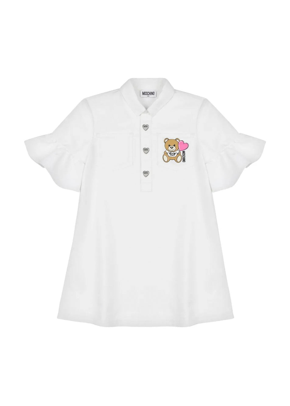 Moschino Kids Abito Svasato Panna con Ruches per Bambine