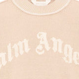 Palm Angels Kids Maglione Beige Unisex con Logo a Contrasto per Bambini