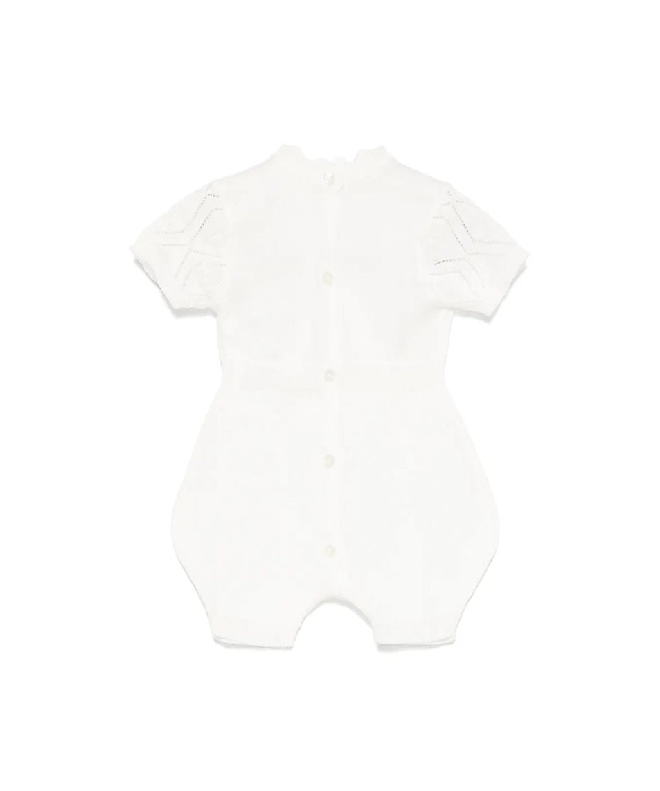 Elisabetta Franchi La Mia Bambina Pagliaccetto Panna Pointelle per Neonate 