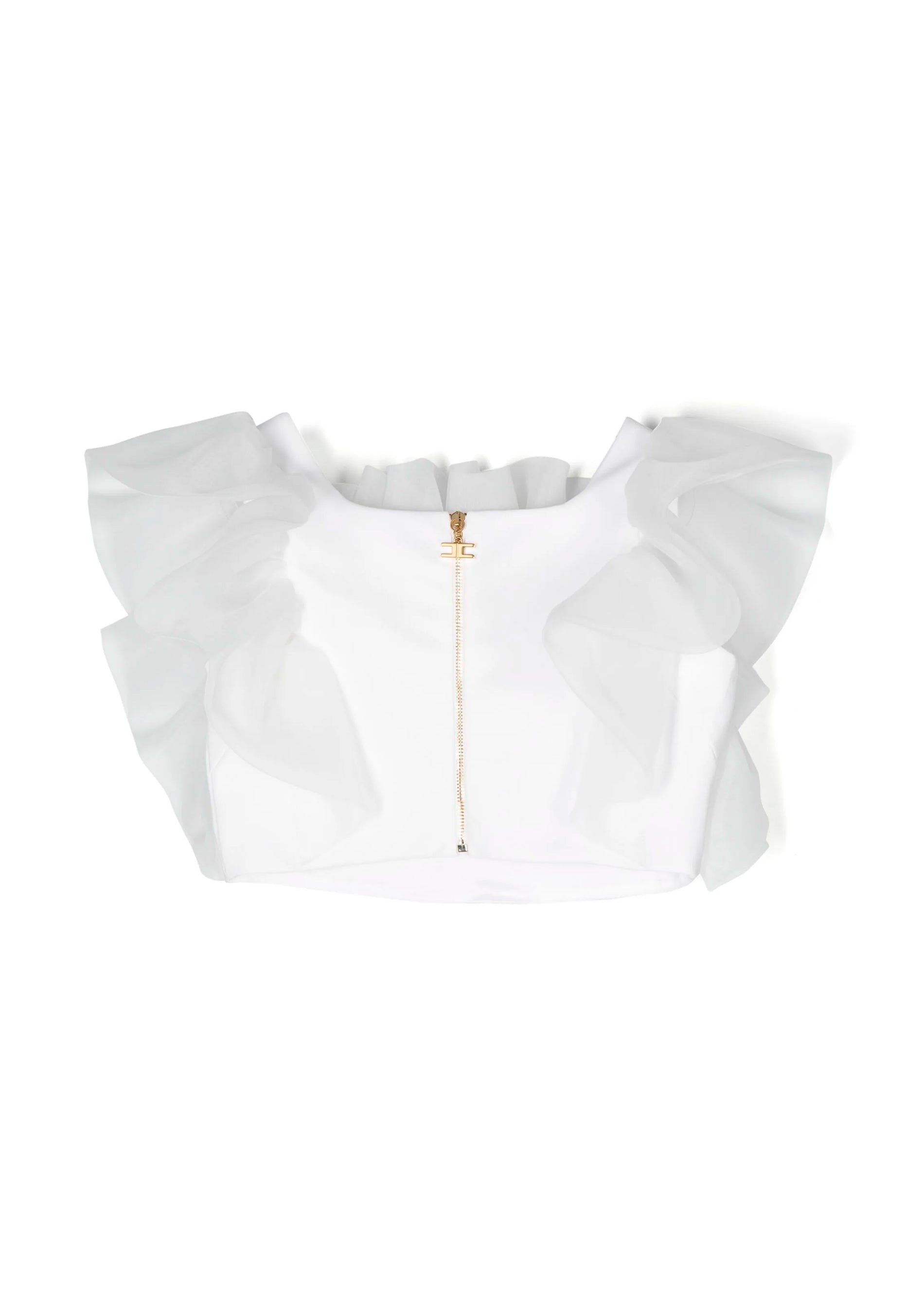 Elisabetta Franchi La Mia Bambina Top con Ruches Bianco retro