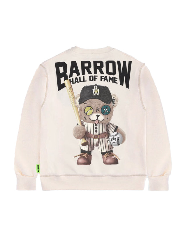Barrow Kids Felpa Girocollo Crema Stampa Retro per Bambini