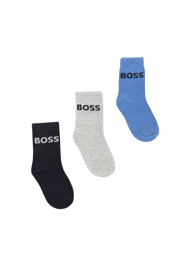 Boss Kids Set Calzini Navy/Bianco/Celeste per Neonati