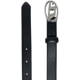 Diesel Kids Cintura Nero con Logo Oval-D con Strass per Bambine