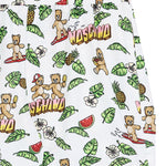 Moschino Kids Short Bianco con Fantasia Hawaii All-Over per Bambini