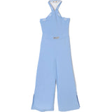 Twinset Kids Tuta in Maglia Celeste con Logo Jacquard per Bambine