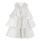 Blumarine Kids Abito Bianco con Balze per Bambine