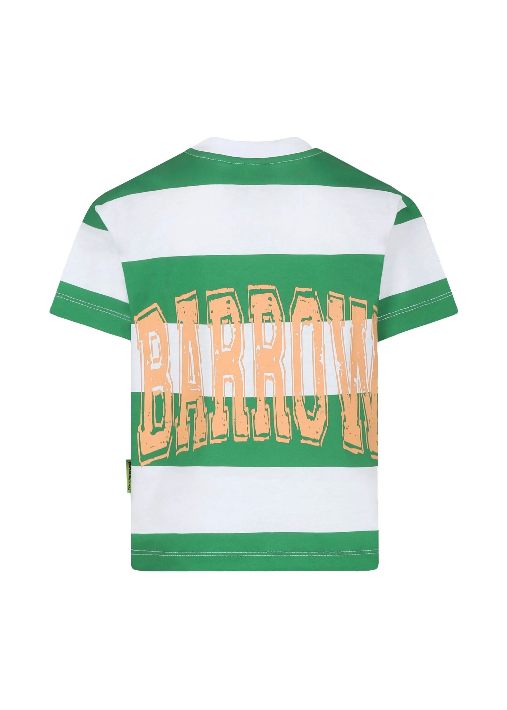 Barrow Kids T-shirt a Righe Bianco/Verde con Stampa Retro per Bambini (retro)