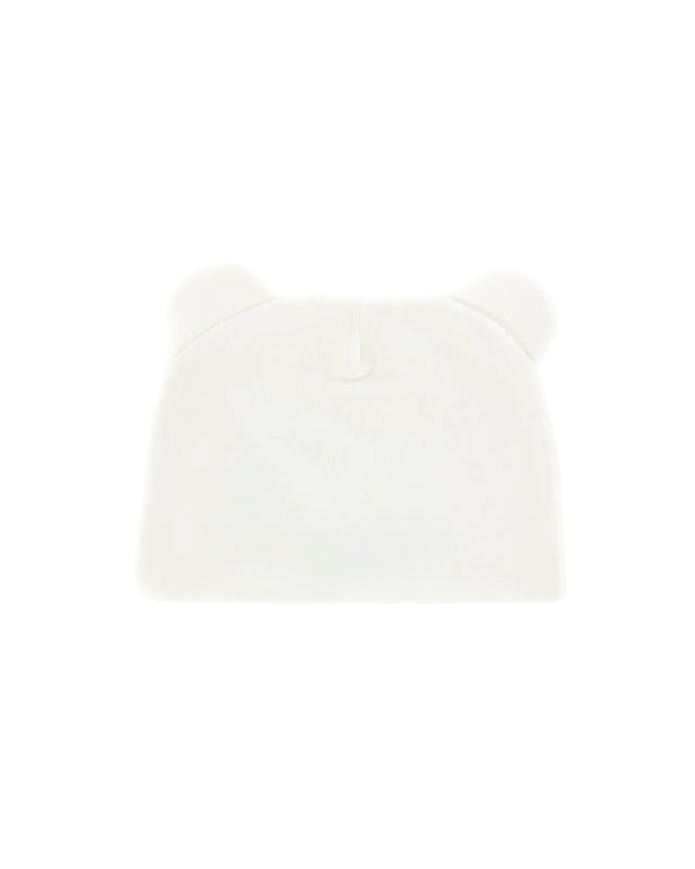 Moschino Kids Cappello Panna con Teddy Ears con Logo per Neonati