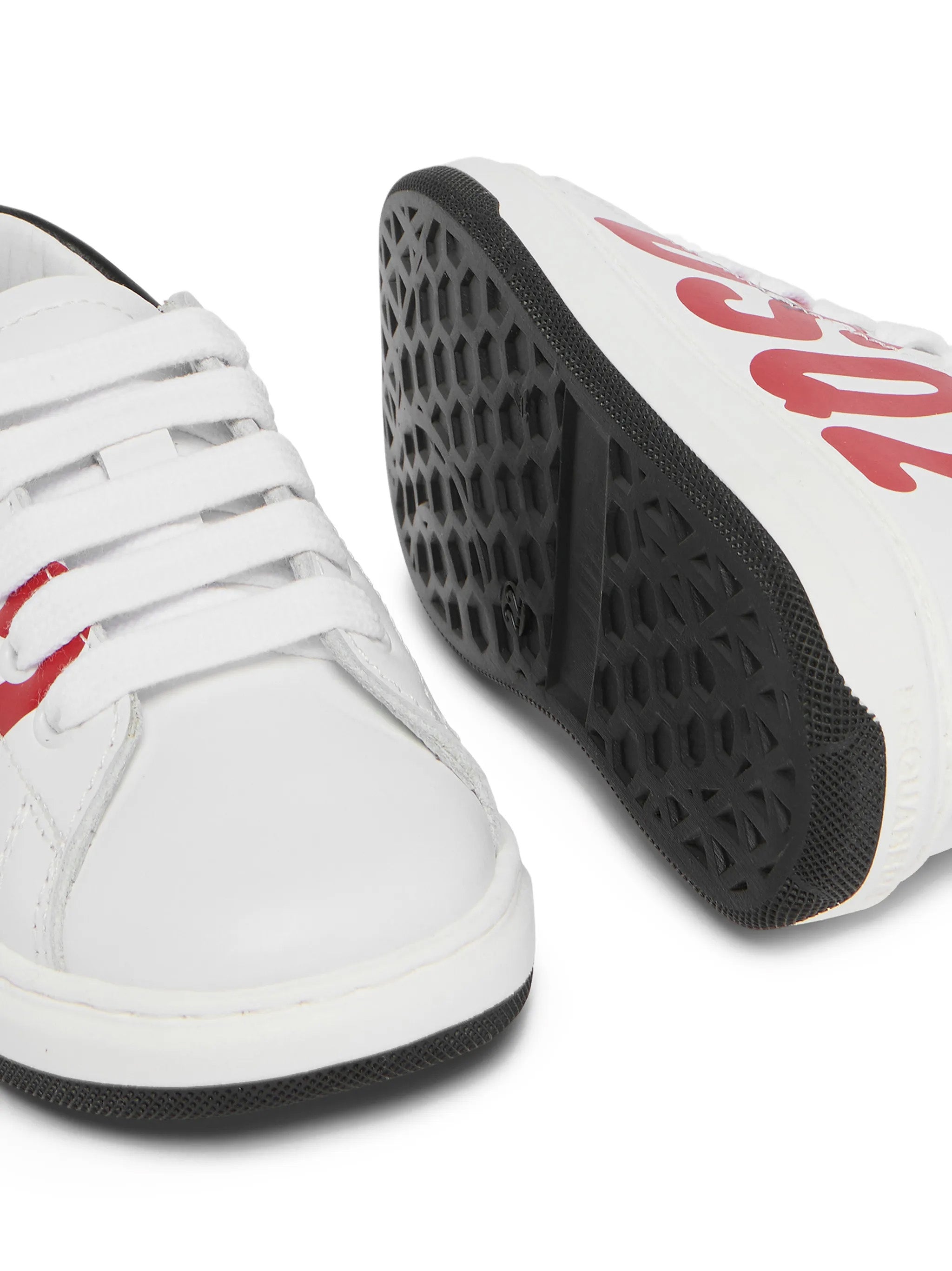 Dsquared2 Kids Sneakers Bianco con Logo Rosso per Neonati