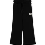 MSGM Kids Pantaloni Neri con Logo per Bambini