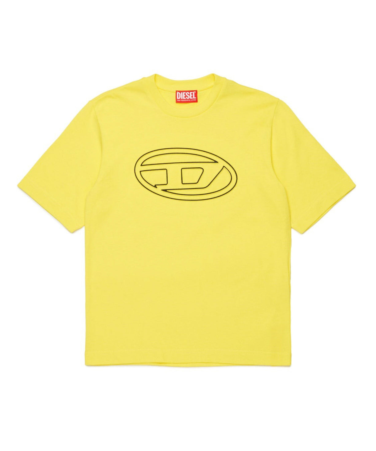 Diesel Kids T-Shirt Gialla con Logo Oval D per Bambini