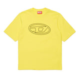 Diesel Kids T-Shirt Gialla con Logo Oval D per Bambini