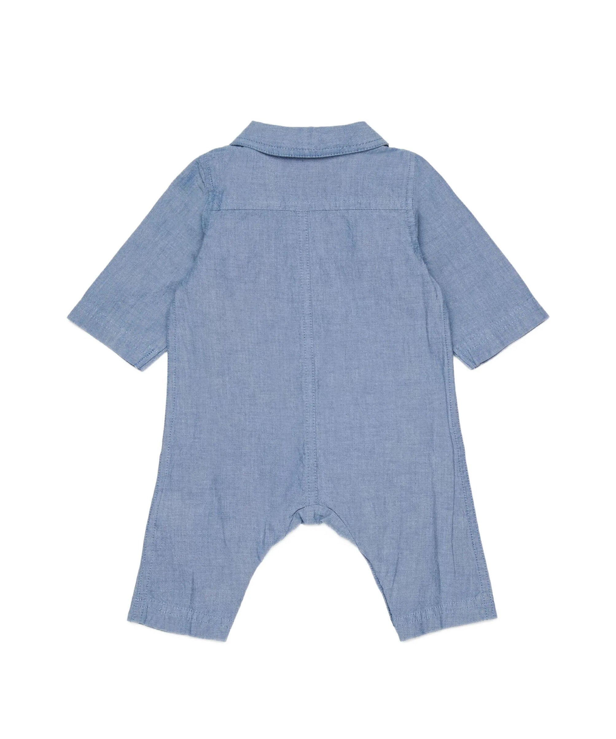 Diesel Kids Tutina Blu Jeans con Taschine e Ciappette per Neonate