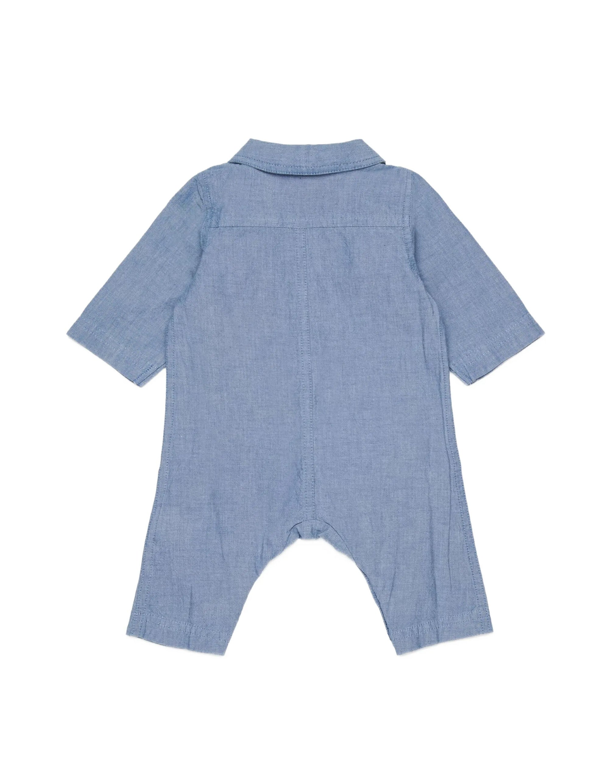 Diesel Kids Tutina Blu Jeans con Taschine e Ciappette per Neonate