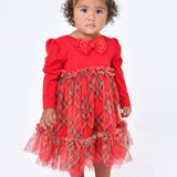 Angel's Face Abito Rosso/Scozzese in Tulle per Neonate