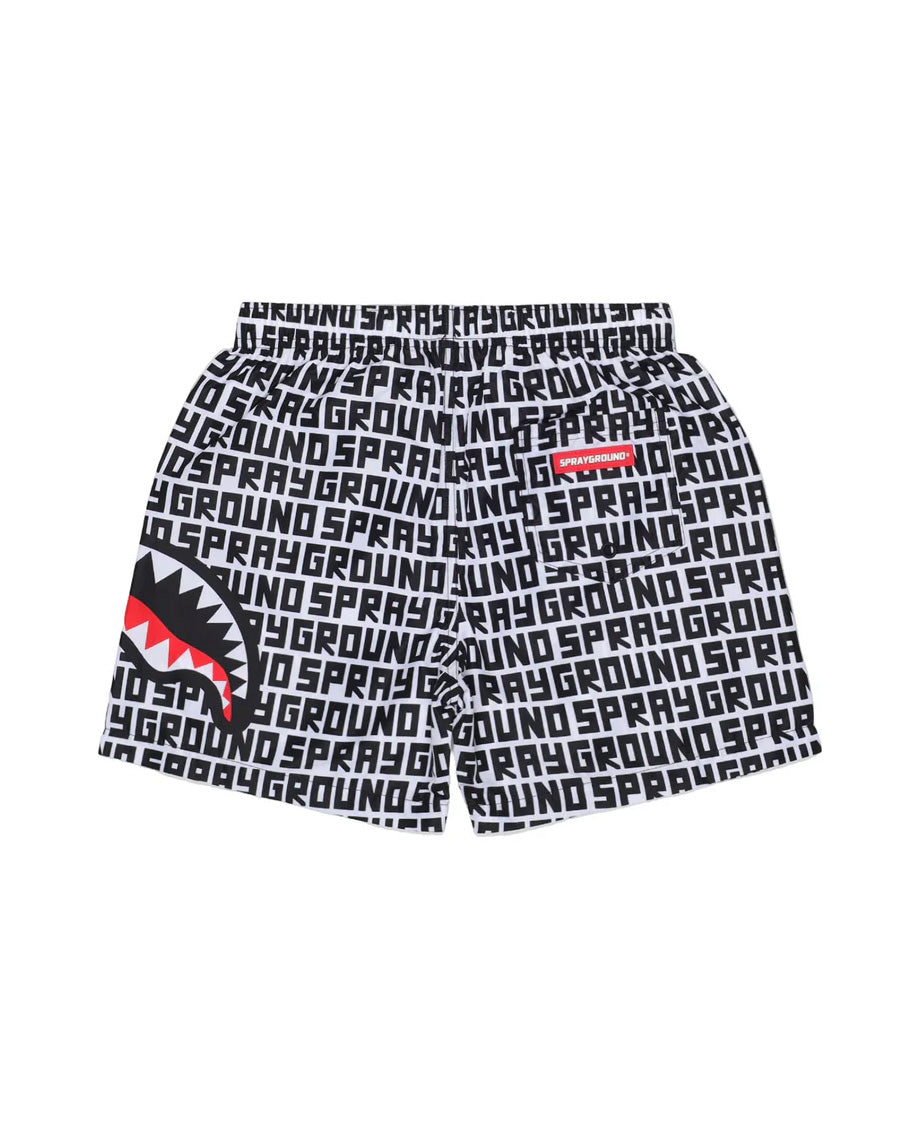 Sprayground Kids Costume Bianco All-Over Nero con Logo per Bambini
