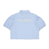 Max & Co Kids Camicia Crop Celeste con Stampa Logo sul Retro per Bambine
