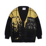 Iceberg Kids Cardigan Nero in Maglia con Stampa Astratta per BAmbini