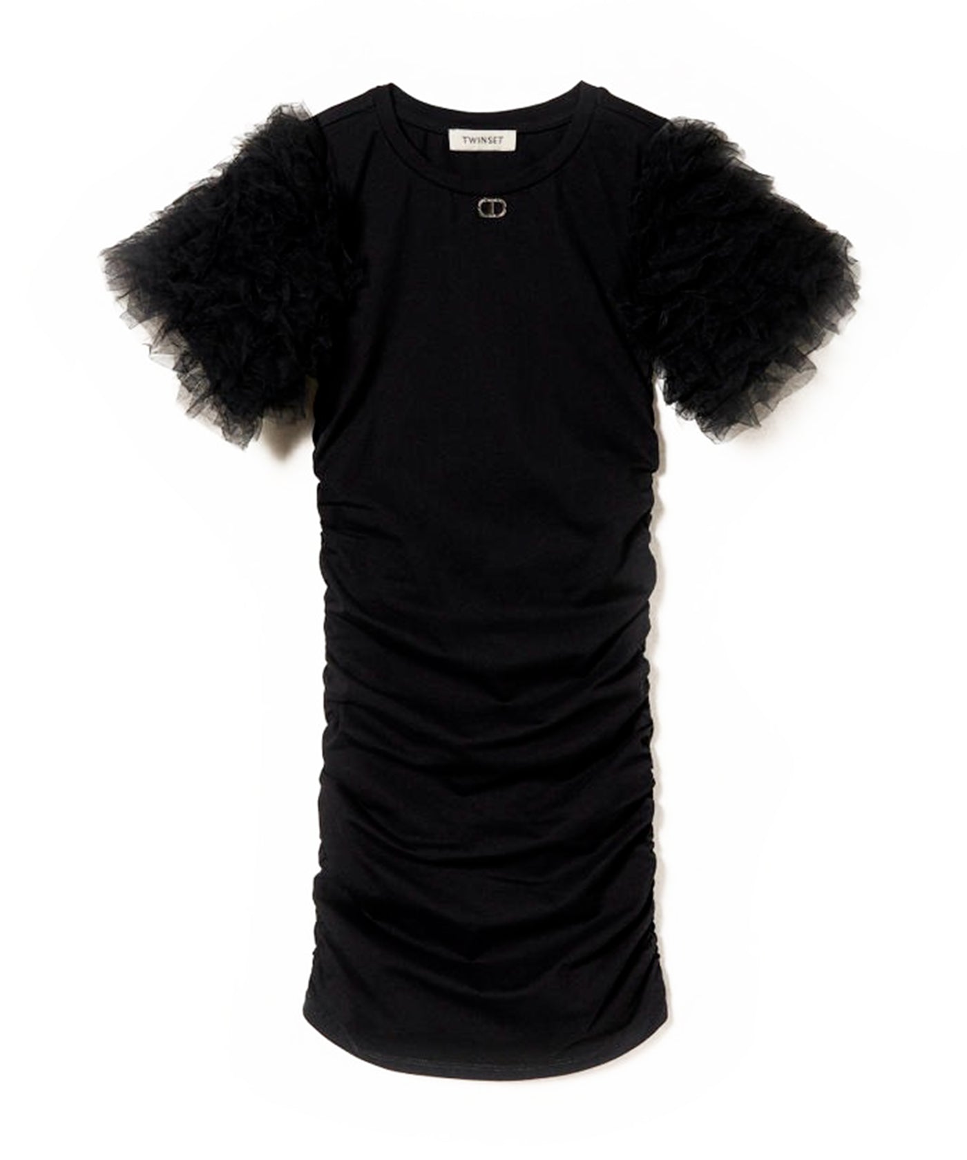 Twinset Kids Abito Corto Drappeggiato con Tulle 