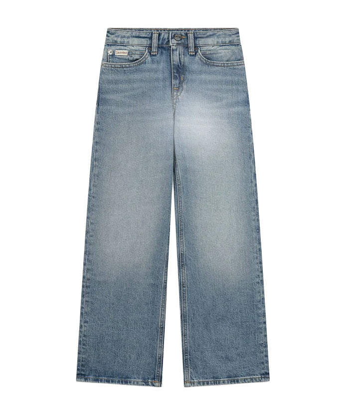 Calvin Klein Kids Pantalone in Denim Cloudy Blue per Bambine