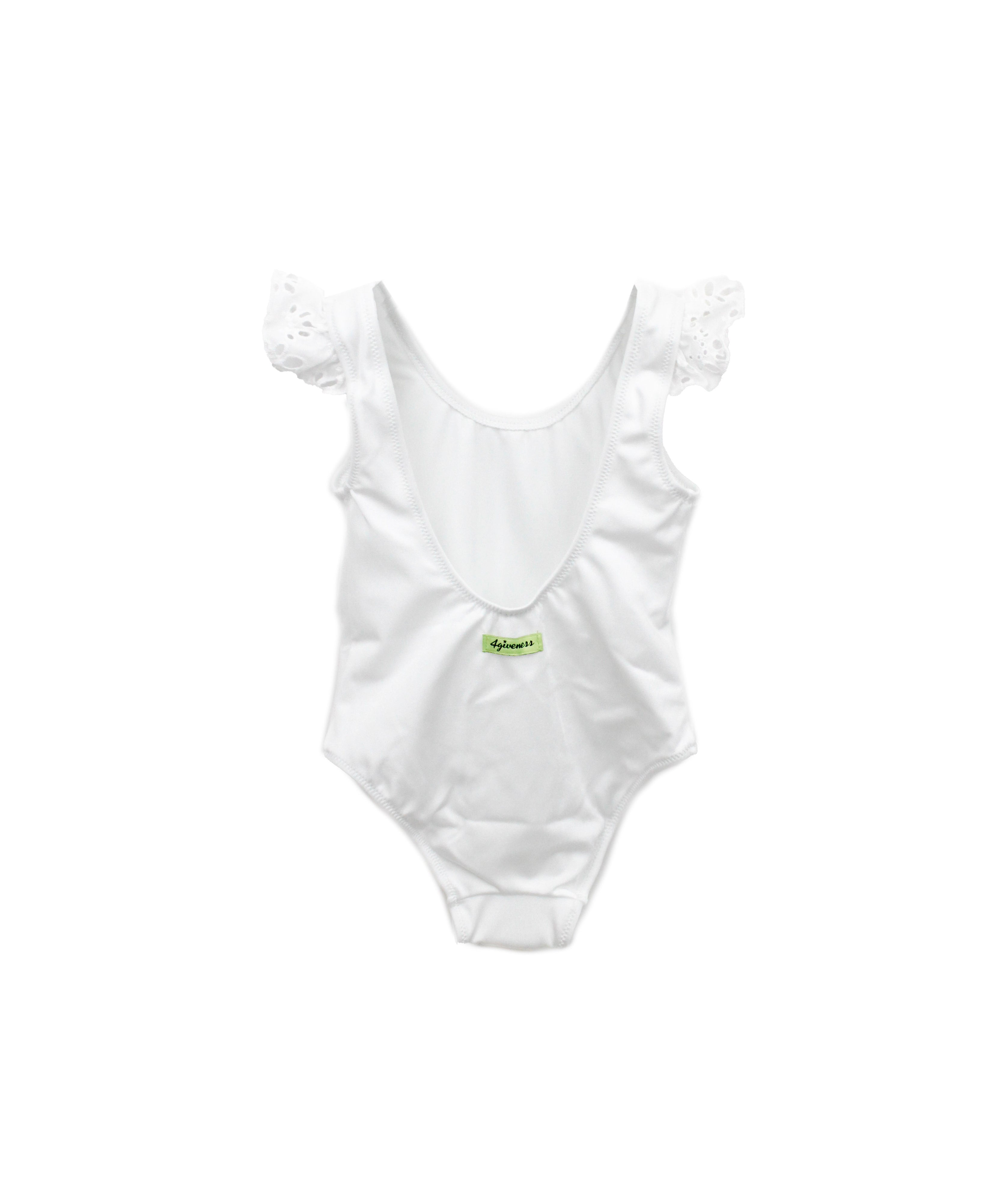 4GIVENESS Costume Monokini Bianco con Ruches per Neonate (retro)